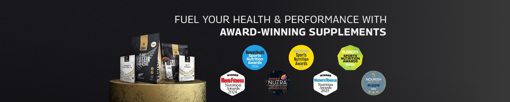 Fuel your health and performance with award-winning supplements. 